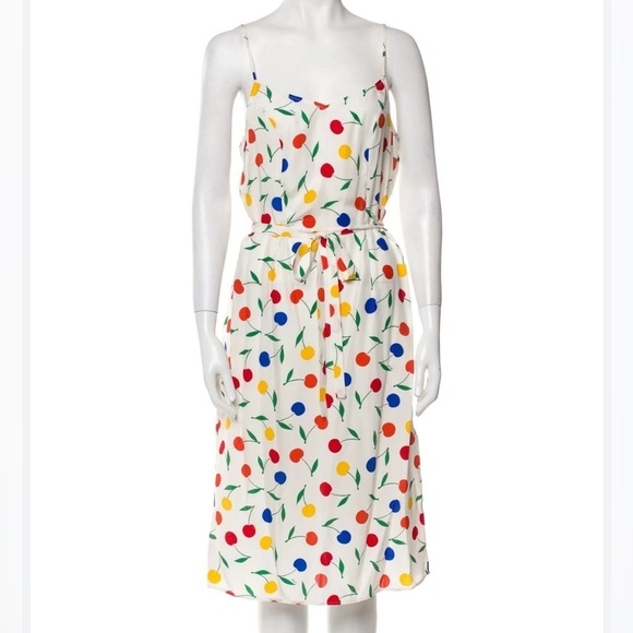 HVN Cherry Print Silk Dress - Picture 1 of 7